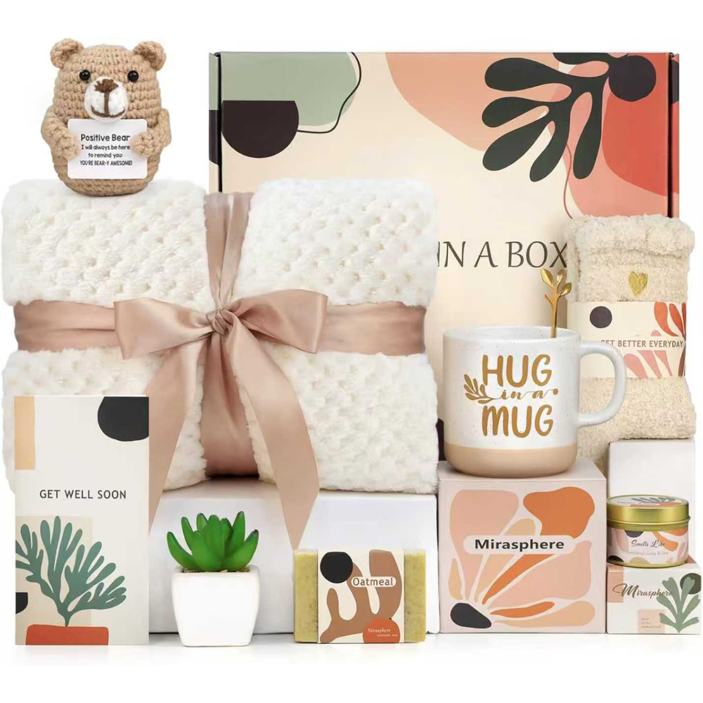 Get Well Gifts for Women - Get Well Soon Gift Baskets for Women After Surgery Care Package for Woman Surgery Recovery Feel Better Gifts with Emotional Support Crochet Thinking of You Gift Box