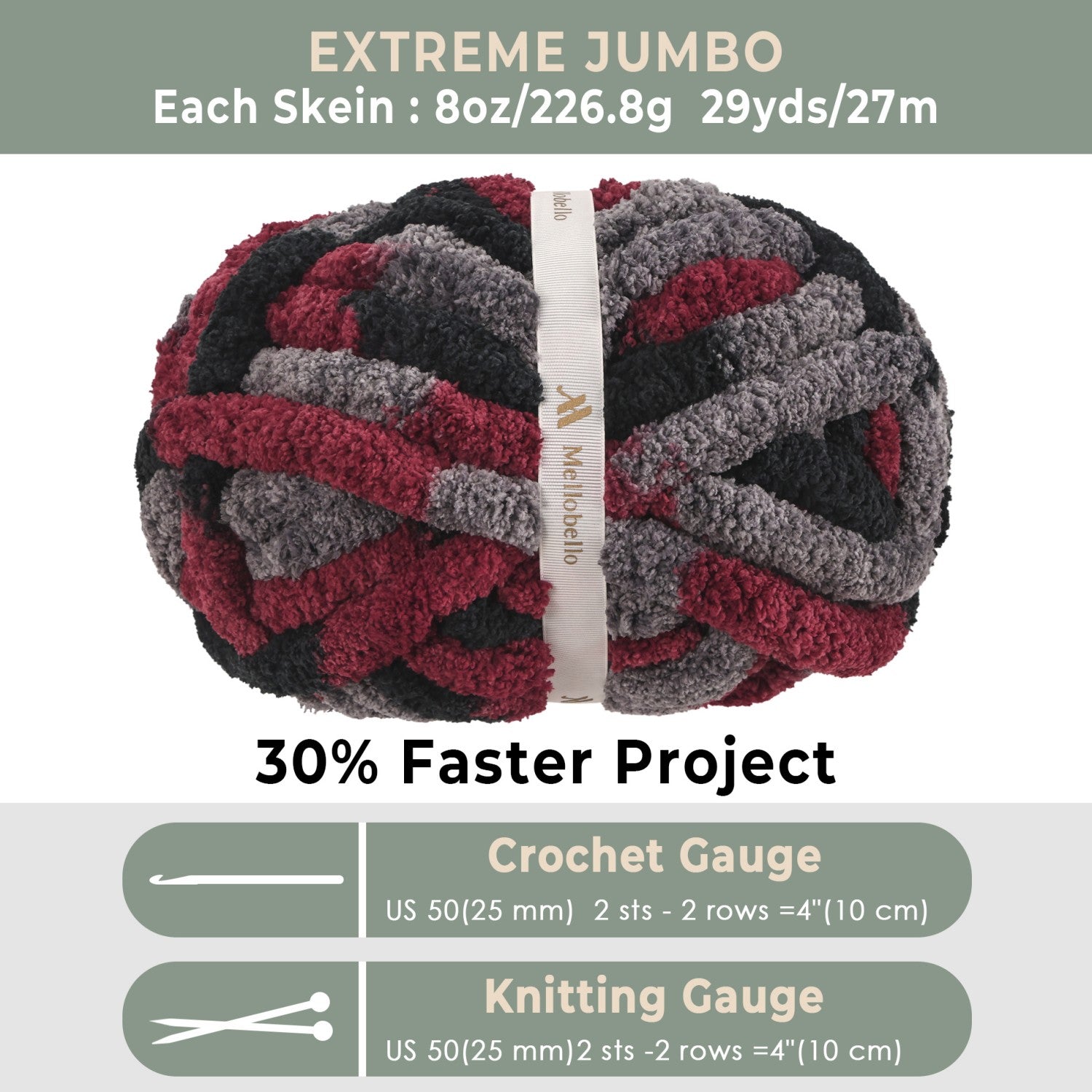 MelloBello Chunky Yarn Burgundy Night