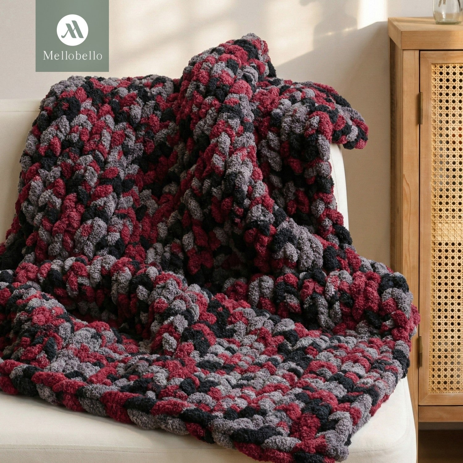 MelloBello Chunky Yarn Burgundy Night